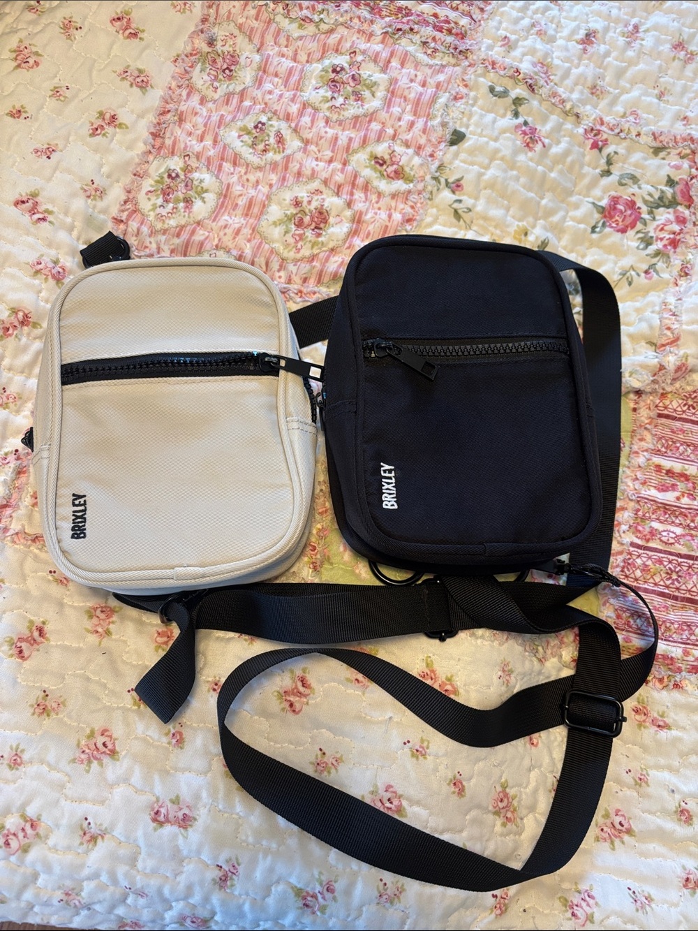 BRIXLEY Travel Crossbody Bag - Black and Cream